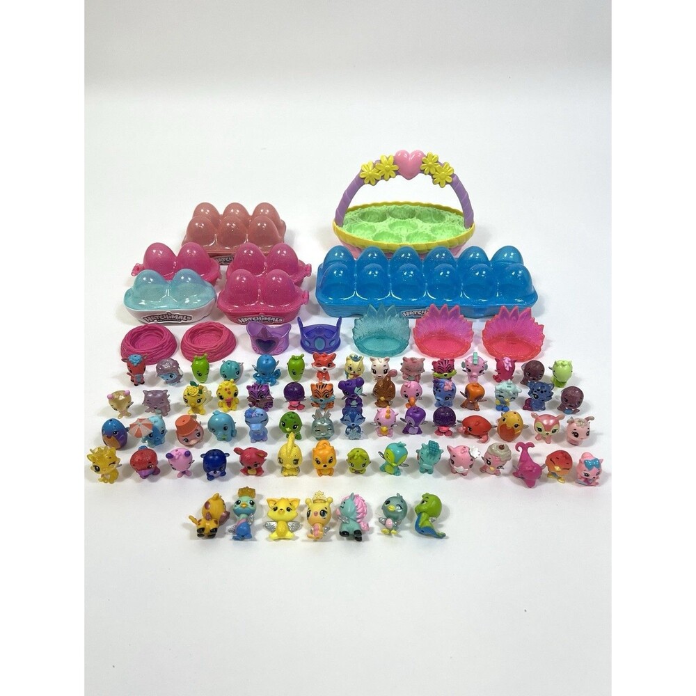 Lot Of 67 Hatchimals Colleggtibles Figures, Cartons, Basket!